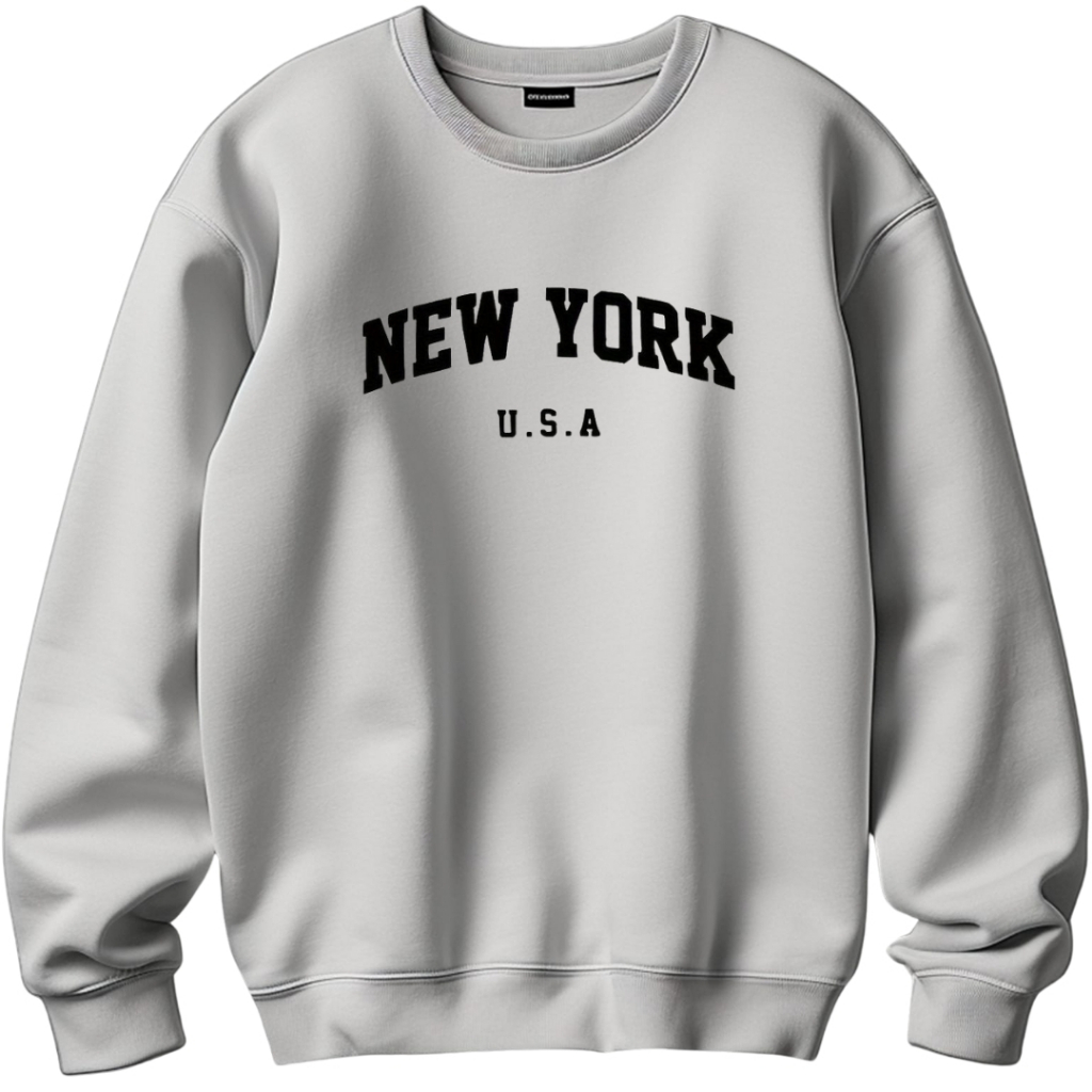 Moletom New York Gola Redonda Liso Unissex Blusa De Frio Sem Capuz Gola careca