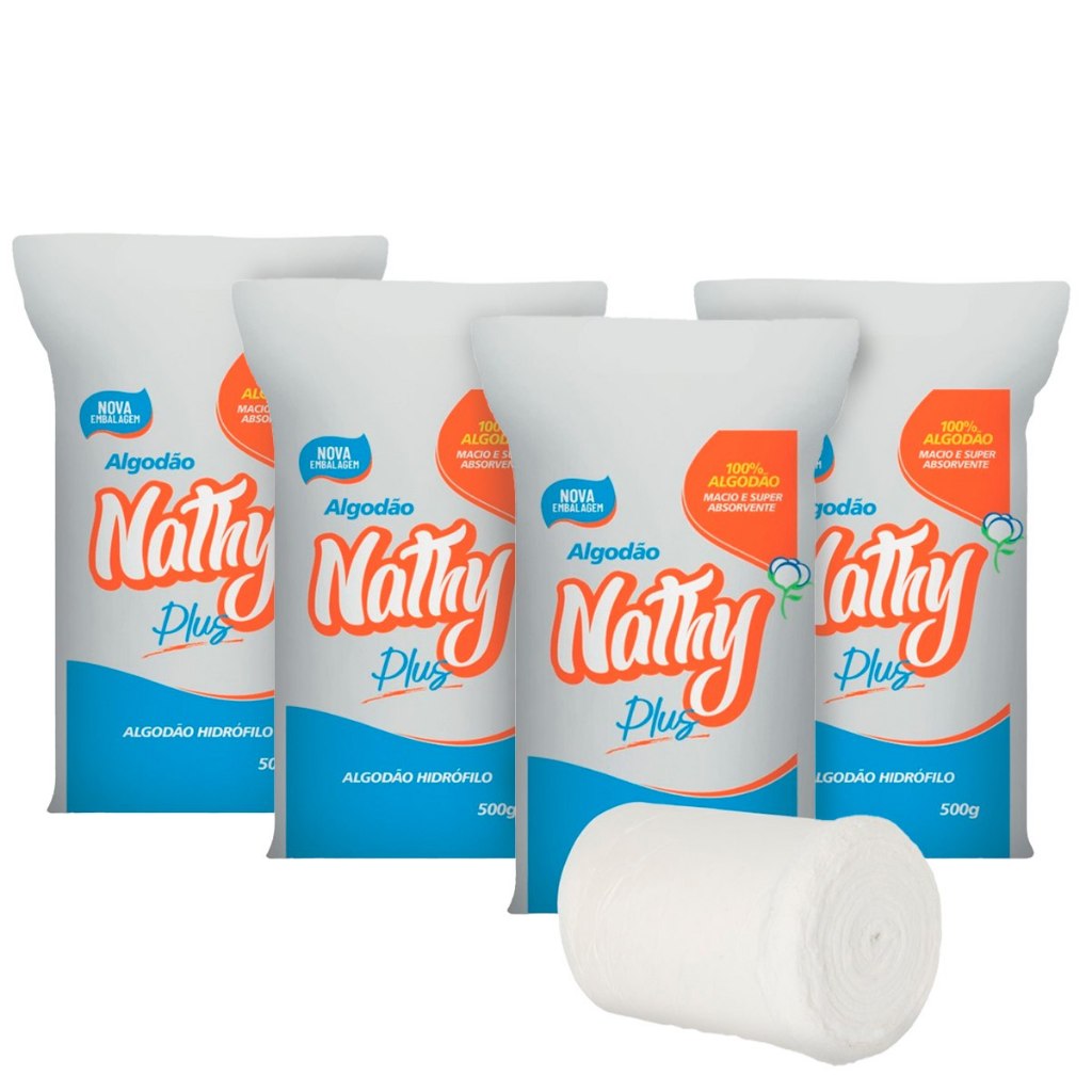 Kit 2/3/4 Algodão hidrófilo em Rolo 500g Macio e Super Absorvente Nathy