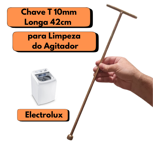 Chave T 10mm Canhão Longa Cabo Estendido Limpeza Manutenção Agitador Máquina  Lavar Roupa Brastemp Electrolux Lm08 Lm06