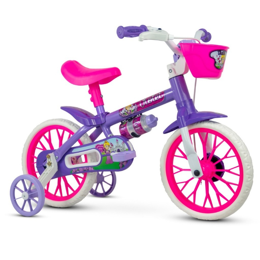 Bicicleta Infantil Bike Criança 2 A 5 Anos Aro 12 Nathor Infantil Rosa C/ Rodinha
