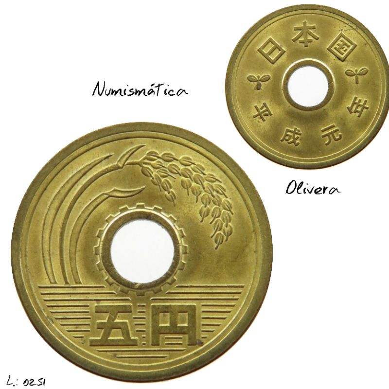 L.: 1402 - Moeda antiga Japão 5 ienes.