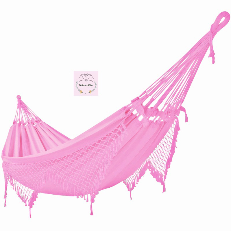 REDE DE DORMI DESCANSO GRANDE CASAL ROSA BEBÊ ROSA CLARO
