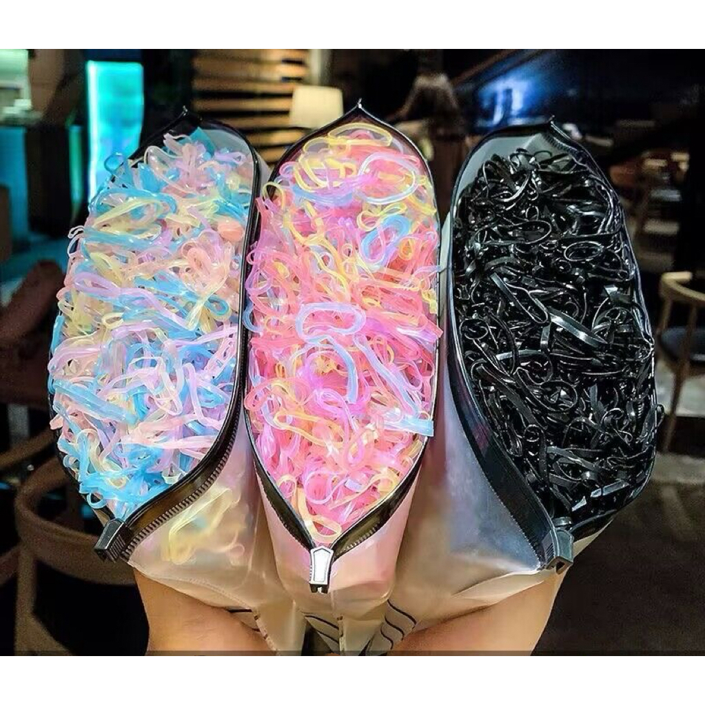 1000/2000Pcs/Pack Acessórios Para Porta Rabos De Pônei De Borracha Meninas Elásticas Descartáveis Coloridas