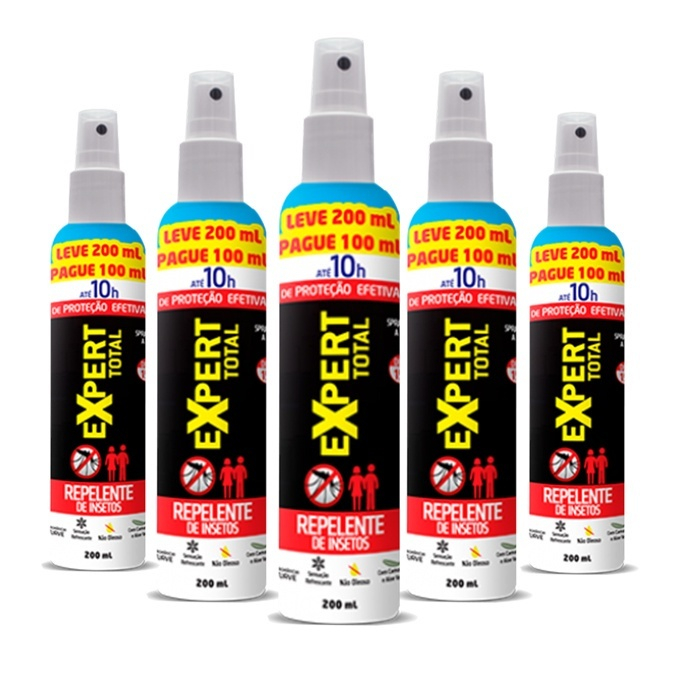 Kit 5 Und Repelente De Insetos Spray Expert Total 10h 200ml