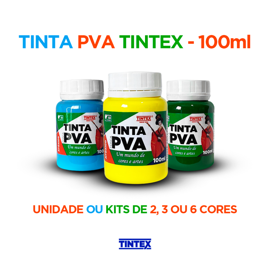 Tinta PVA Fosca 100ml - TINTEX | [Escolha a cor pelo chat]