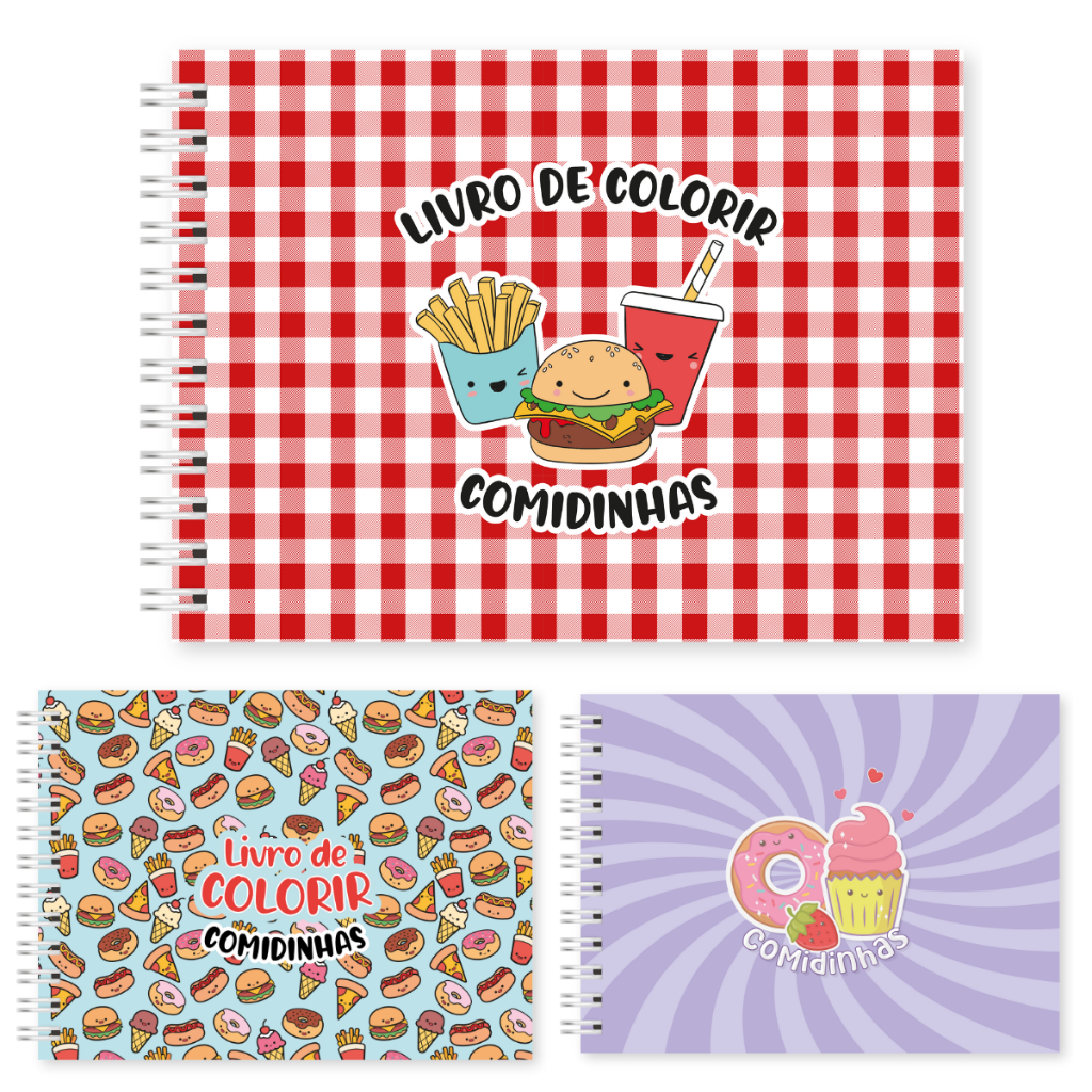 Livro de Colorir Food Coloring Foods Snacks 50 Folhas Desenho Pintura Bobbie Goods Caderno Desenho