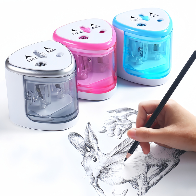 Apontador Elétrico Bateria para lápis Automático 6-12mm Multi-Funcional Operado Com 2 Furos para artistas E Casa escola