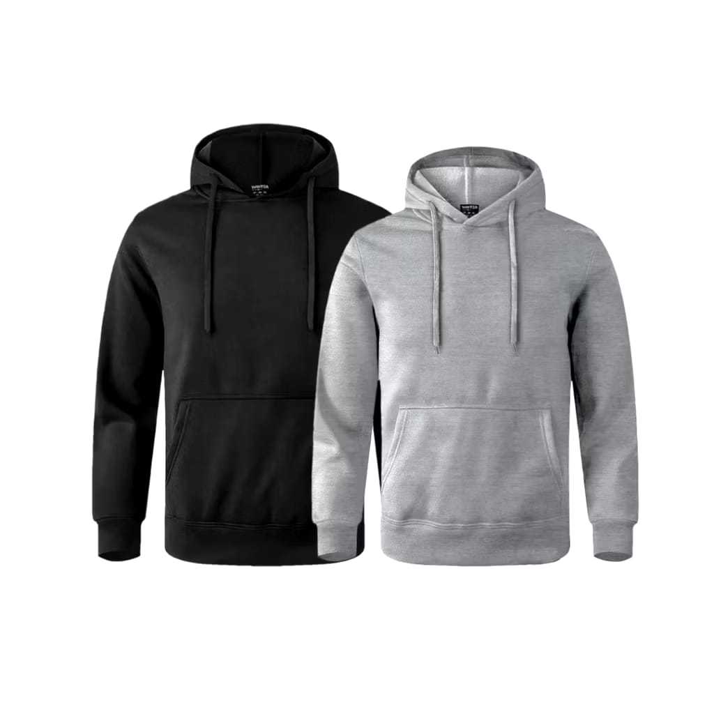 Kit 2 Moletom Com Capuz e Bolso Canguru Blusa Flanelado Sem Estampa Liso Unissex