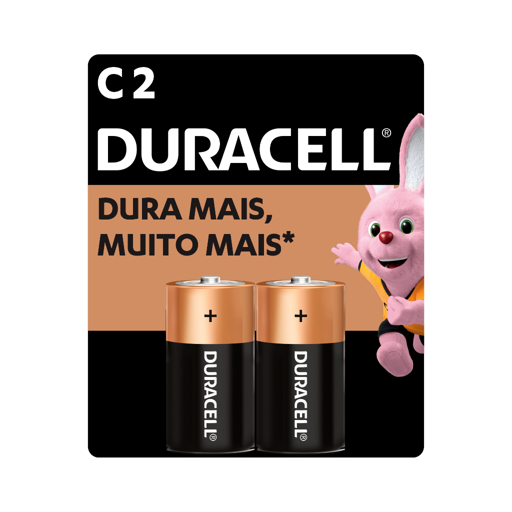 Pilha Alcalina C Média Duracell Com 2 unidades