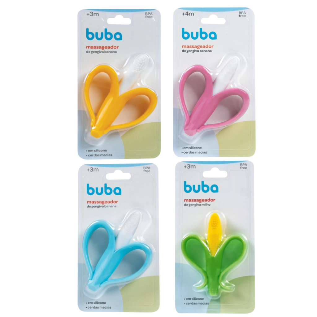Mordedor Massageador de Gengiva Banana Buba Mordedor Bebe Bananinha Silicone