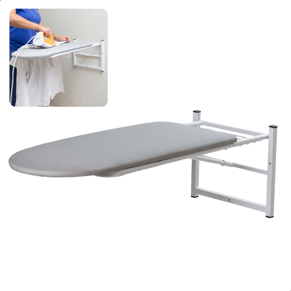 Tabua Mesa De Passar Roupa  De Parede Articulada Em Aço e Pintura Anticorrosiva
