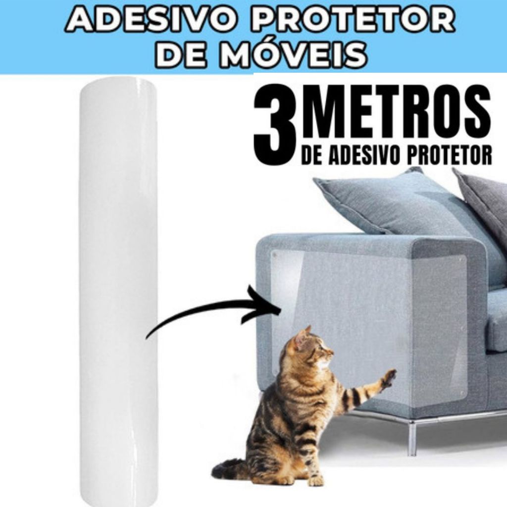 Adesivo Protetor Sofá Móveis Anti Arranhão Gatos Transparente Rolo Com 3 Metros De Adesivo Protetor