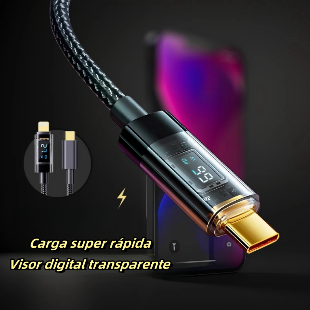 PD100W 66W Visor digital Tipo C Cabo de carregamento rápido para telefones USB Android-A2