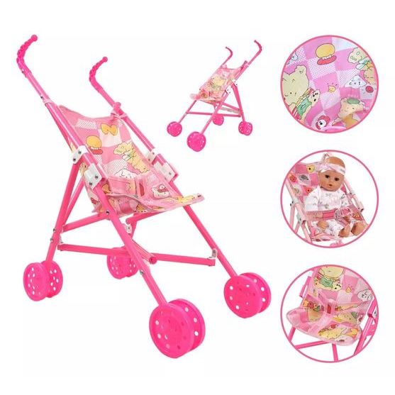 Carrinho De Boneca Bebe Reborn Brinquedo Infantil Passeio de Boneca Menina