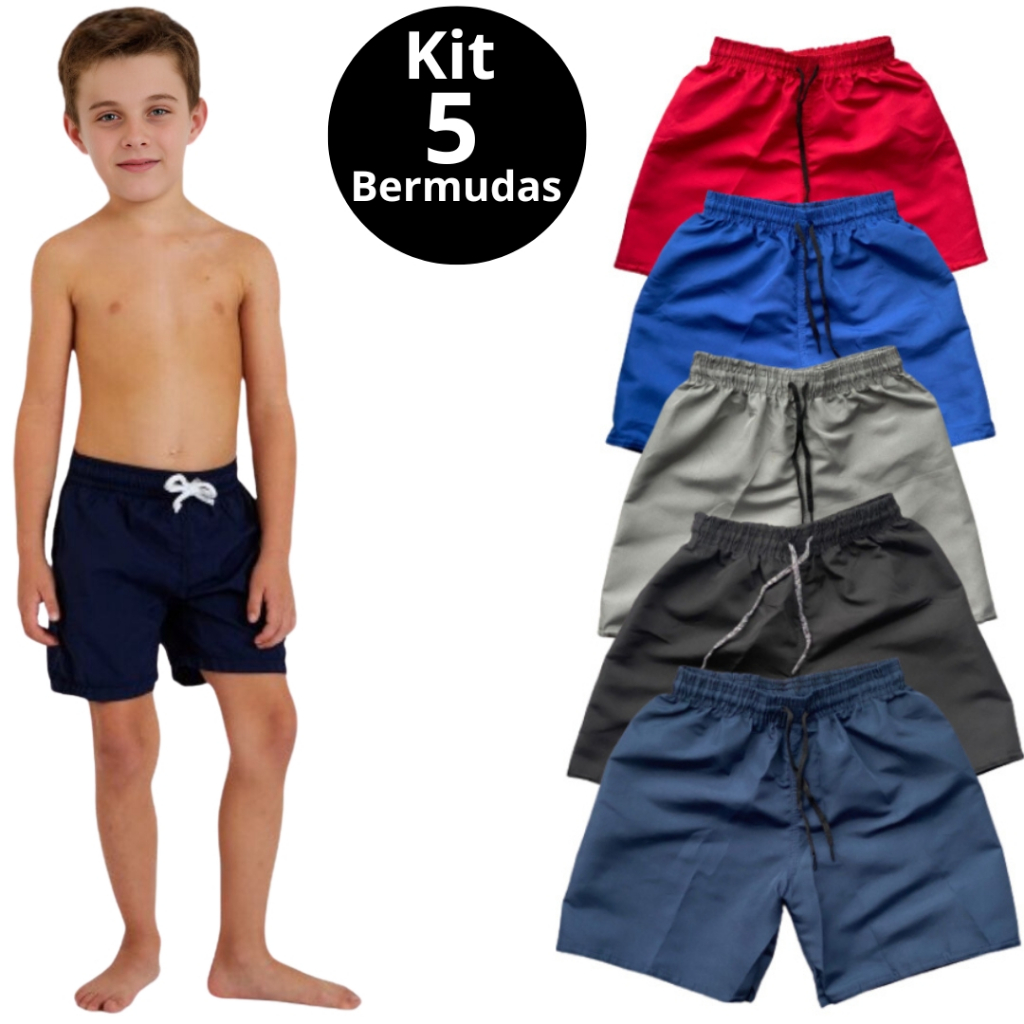 Kit 5 Bermuda Tactel infantil menino