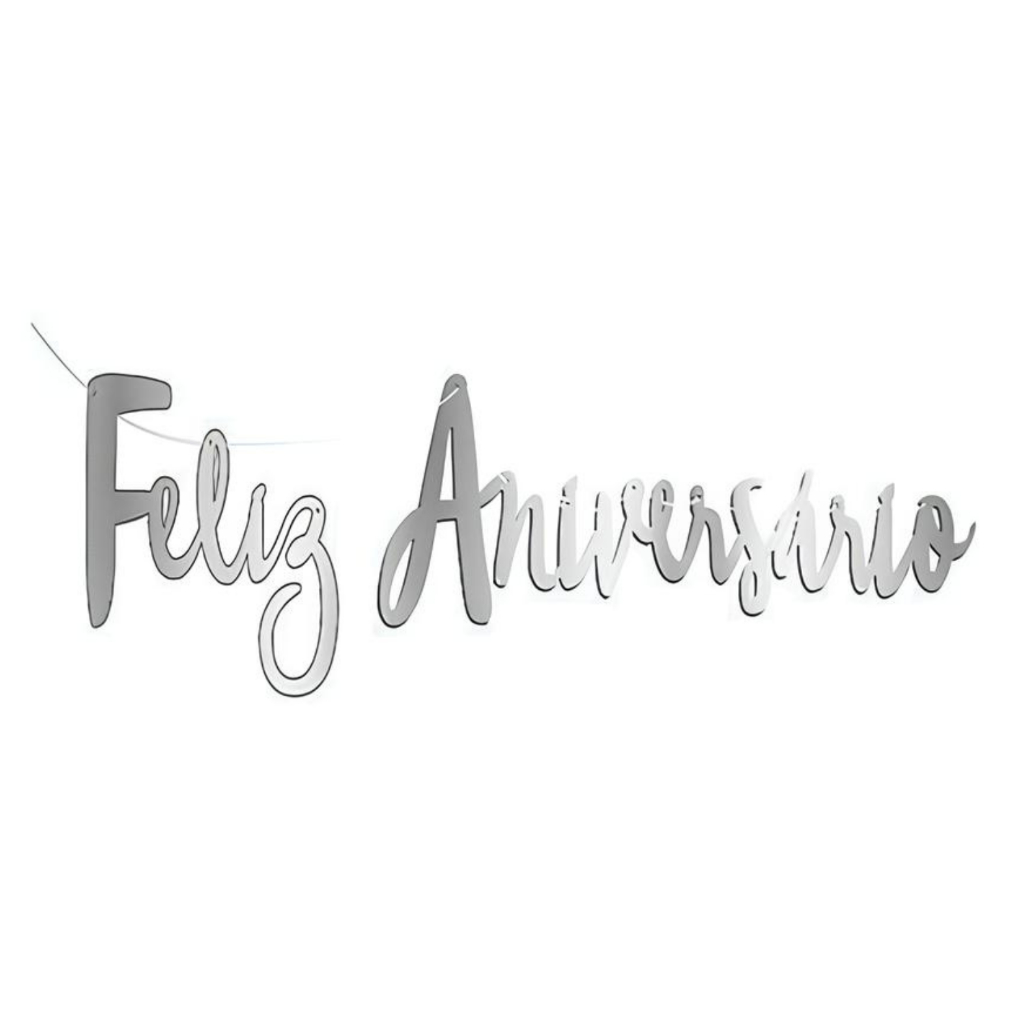 1 Faixa Varal De Letras Feliz Aniversário Metalizado