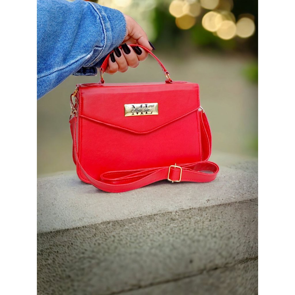 Bolsa Feminina Tote Pequena Mão Transversal e Ombro Vermelha