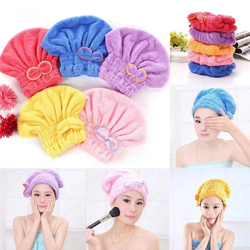 1 /  3 unidades Touca para seca cabelo Mágica Touca de Banho Absorvente Toalha de Microfibra