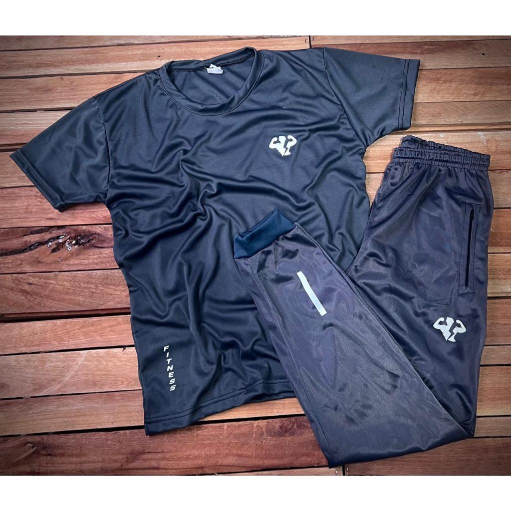 Conjunto Masculino Cinza Camiseta e Calça Jogger - Pronta Entrega - Academia Promoção!