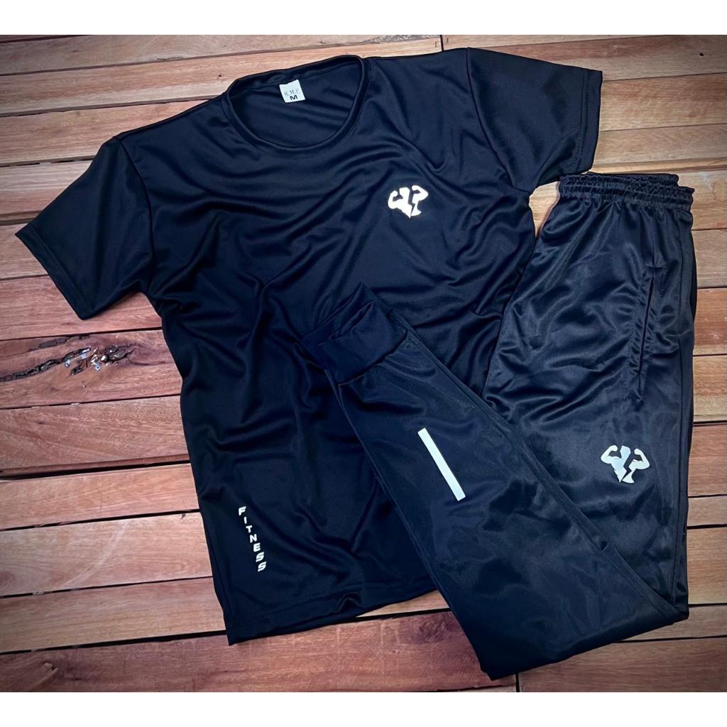 Kit Camiseta e Calça Preta Fitness - Ideal Para Treinar do P ao GG