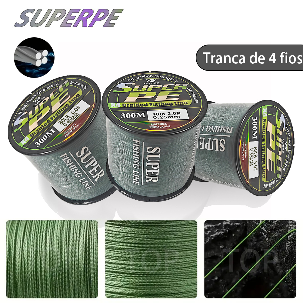 SUPERPE Linha de Pesca Trançada 4 Fios Multifilamento 300m, para Carpa e Japonês