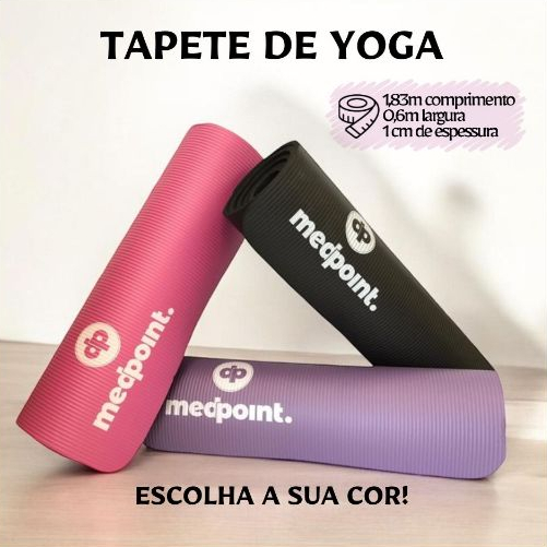 Tapete de Yoga Profissional Pilates Ginastica NBR Macio 183x60 10mm Antialergico Colchonete