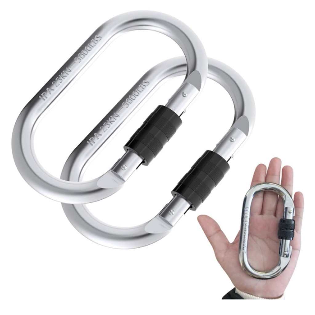 Kit 2 Mosquetão De Escalada 25kn Resistente Para Cordas Rede