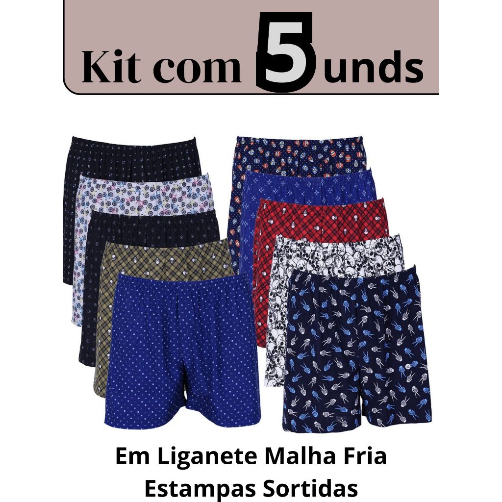 Kit com 5unds do Short Samba Canção Masculino em Malha Premium Bem Grandão!!!!