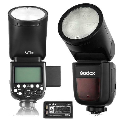 Flash Godox V1 Com Cabeça Redonda Para Câmeras Canon