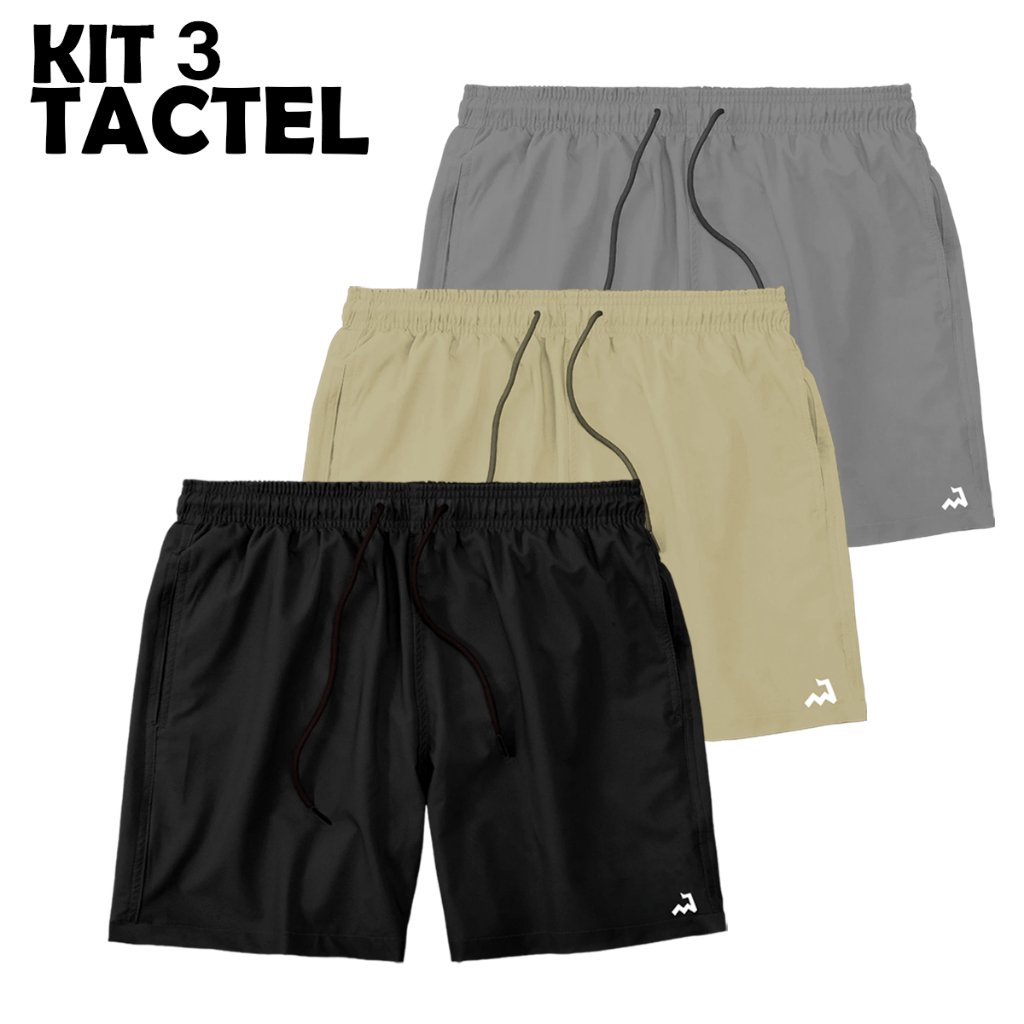 Kit 3 Shorts Masculino Treino Corrida Academia Bermuda Praia Mauricinho Tactel Futebol