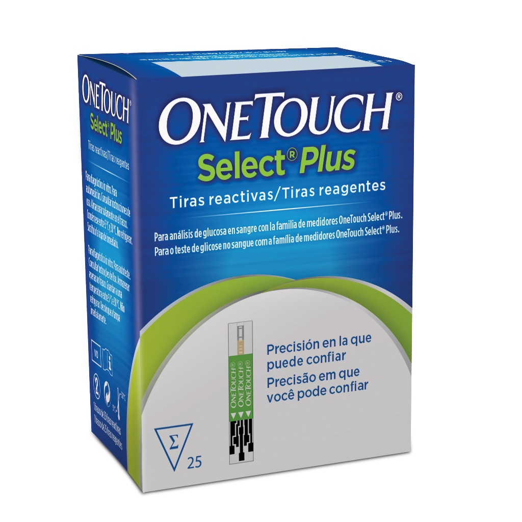 25 Tiras Reagentes One Touch Select Plus - CX 25 UNIDADES medir glicemia