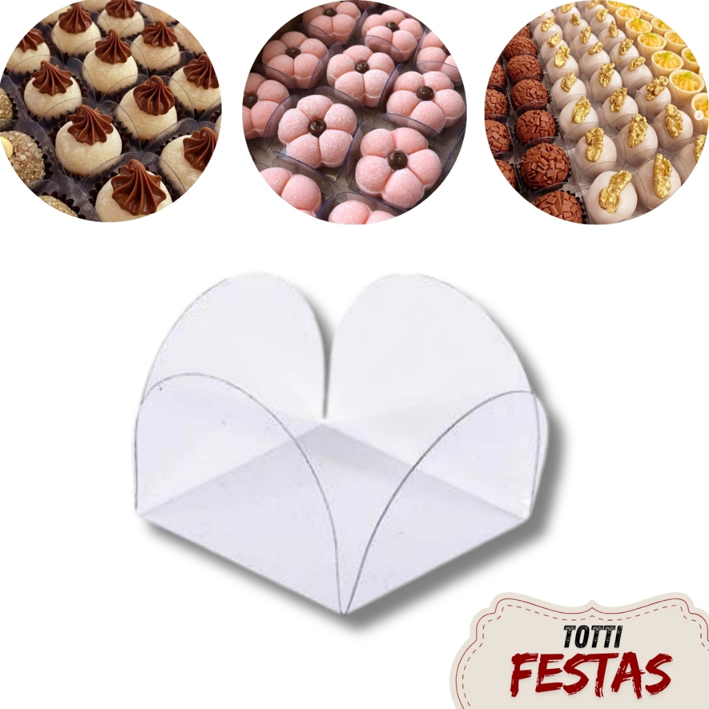 500-1000 Forminhas para Docinhos em Acetato Transparente Crystal Doces Finos Casamento Acrílico Luxo