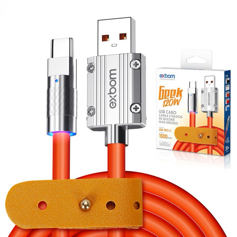 120W Cabo De Carga Super Rápida Tipo C/ IPhone /Micro V8 Silicone Líquido Usb Micro Original