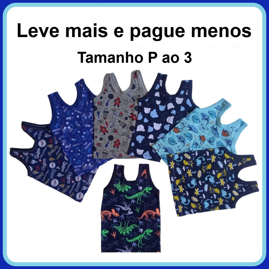 Camiseta Regata Bebê Infantil Masculina malha 100% algodão