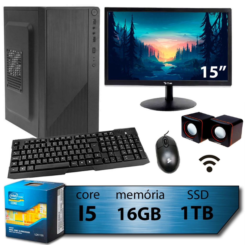 Pc Computador I5 Intel Core Ssd 1tb Memoria 16gb Monitor 15'' - Completo