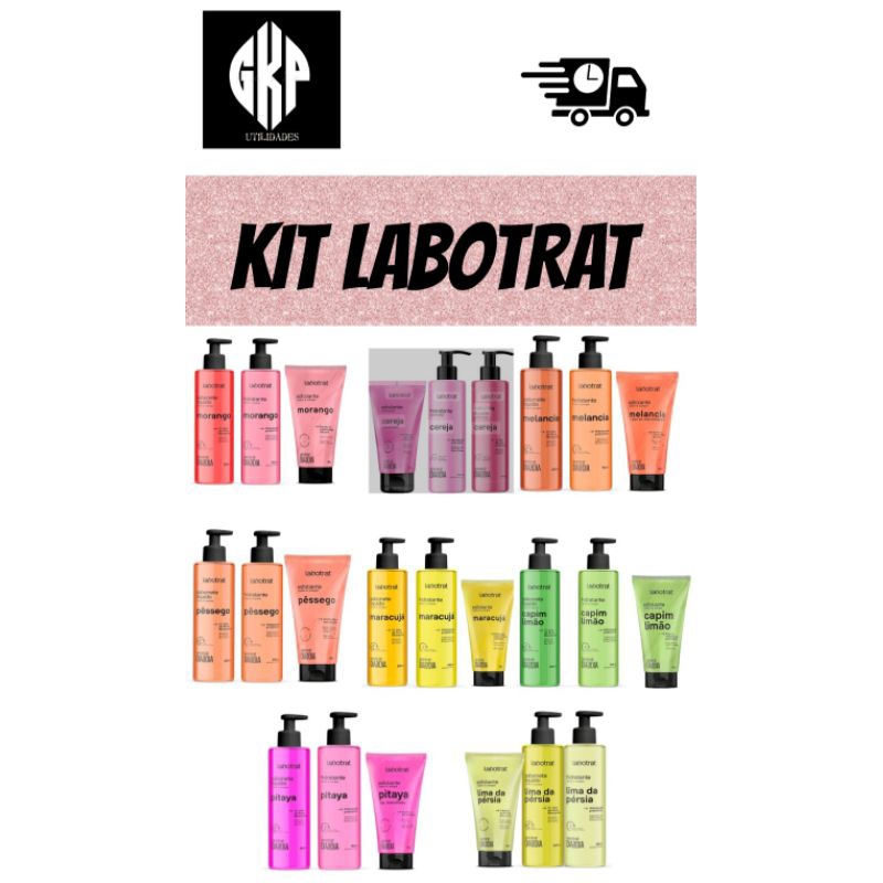 Kit Labotrat Esfoliante + Hidratante + Sabonete Líquido (Novo: Hibisco e Pistache)