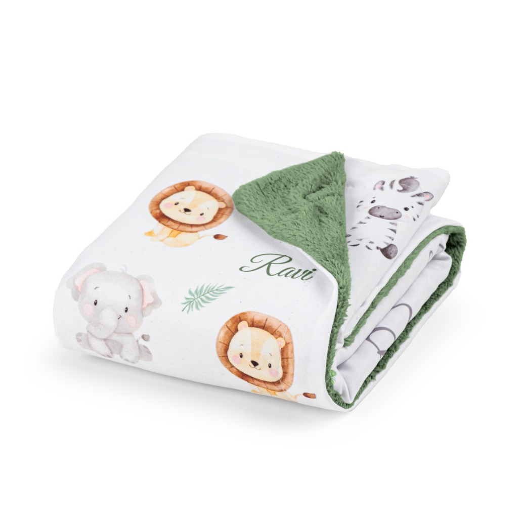 Manta bebê Saída de Maternidade Personalizada com o Nome do seu Bebê Verde,  menino e menina Cobertor Antialérgico Soft