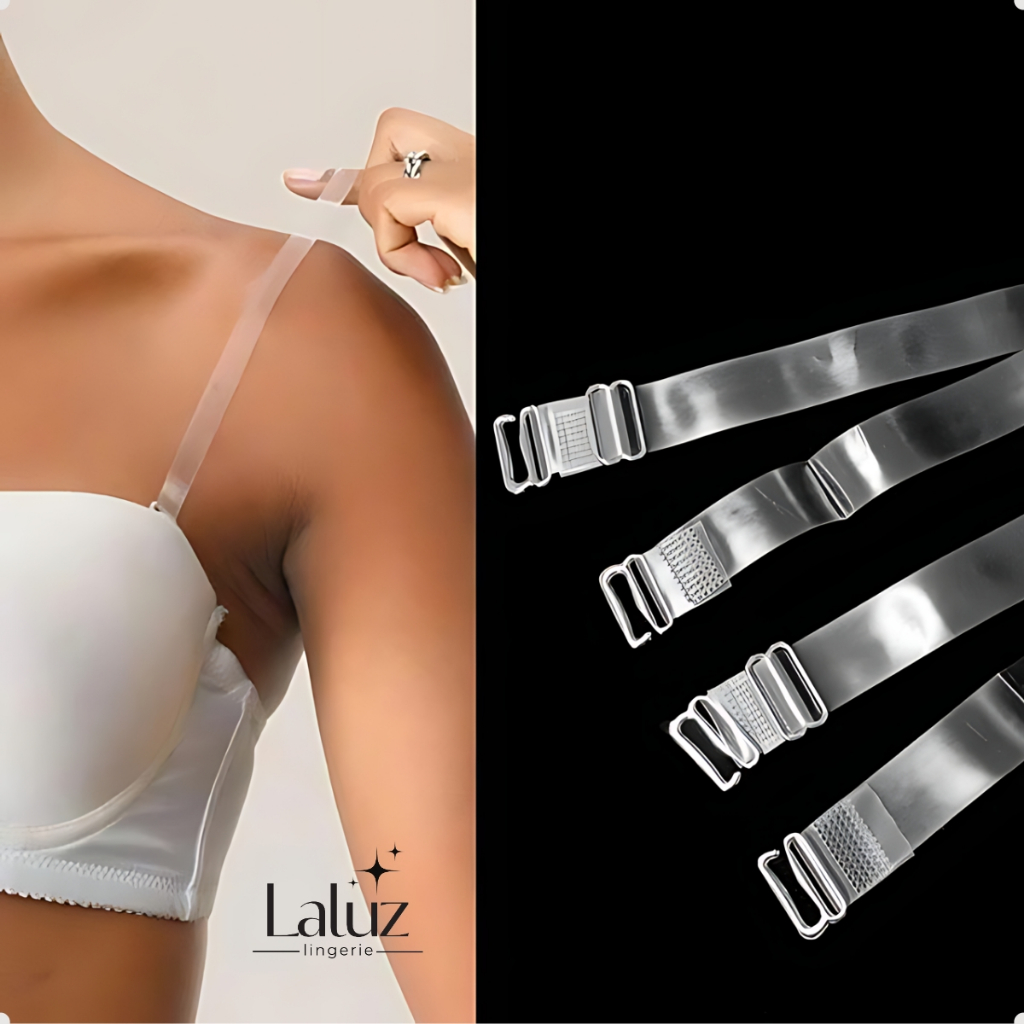 Kit com 2 pares de alças de silicone para sutiã alça transparente removível
