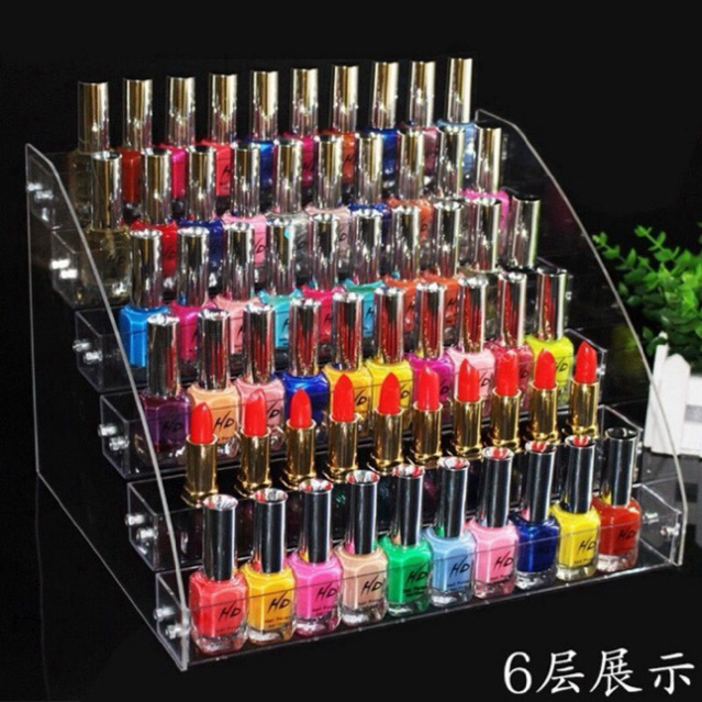 Caixa Acrílica Porta Organizadora esmalte em  cosméticos,batom, brilho labial, prateleira transparente 7/5/3Prateleiras
