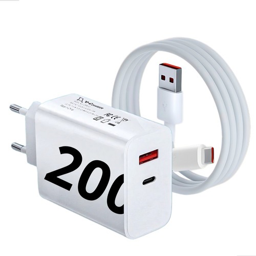 Carregador Turbo 200w Usb-c Compativel Com iPhone 15 Xiaomi