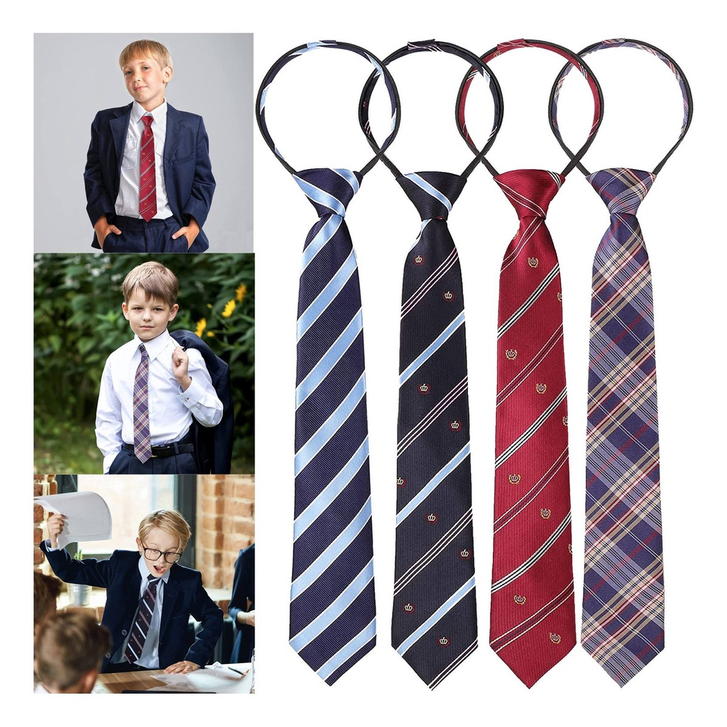 Kit 3 peças de Gravata Infantil  Com Nó Pronto Masculina- Elegância Clássica para Ocasiões Especiais