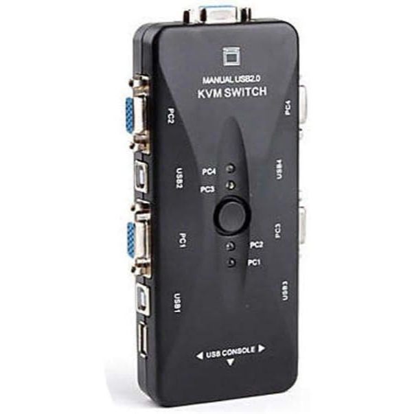 Chaveador KVM USB Switch VGA 4 Portas 4 PCs