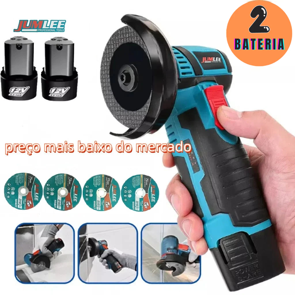 Lixadeira Esmerilhadeira Recarregável 76mm 12v Angular S/fio
