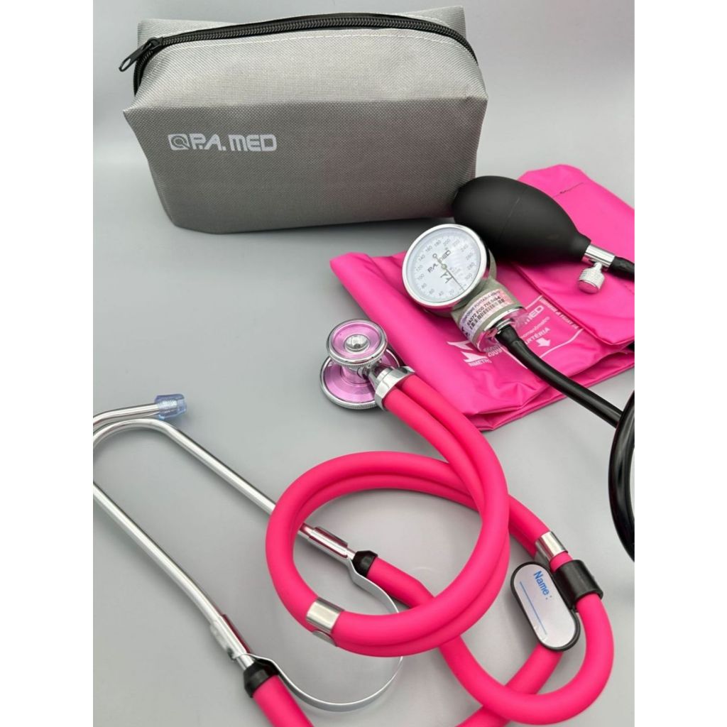 Aparelho de pressão rosa marca P.A MED 2 anos de garantia, Estetoscópio + Esfigmomanômetro