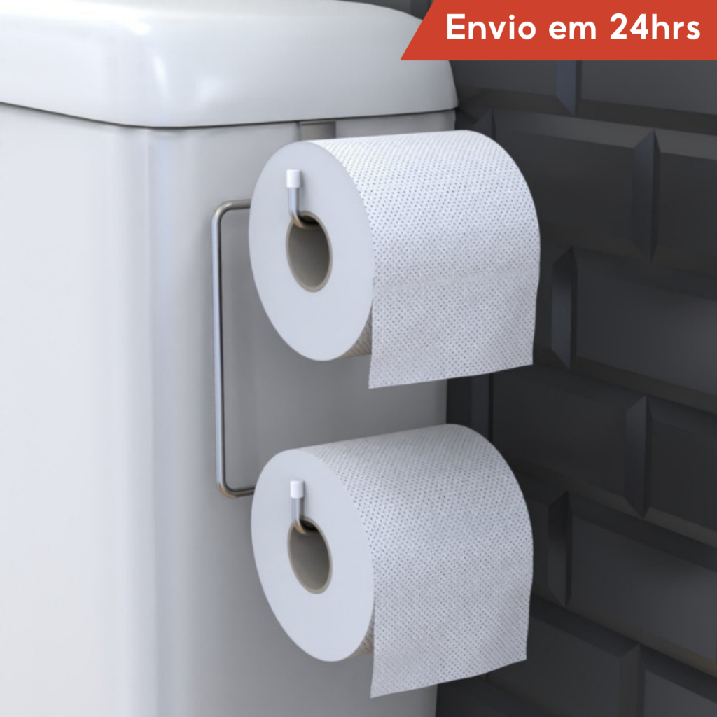 Suporte Papel Higiênico Duplo Para Caixa Acoplada Cromado