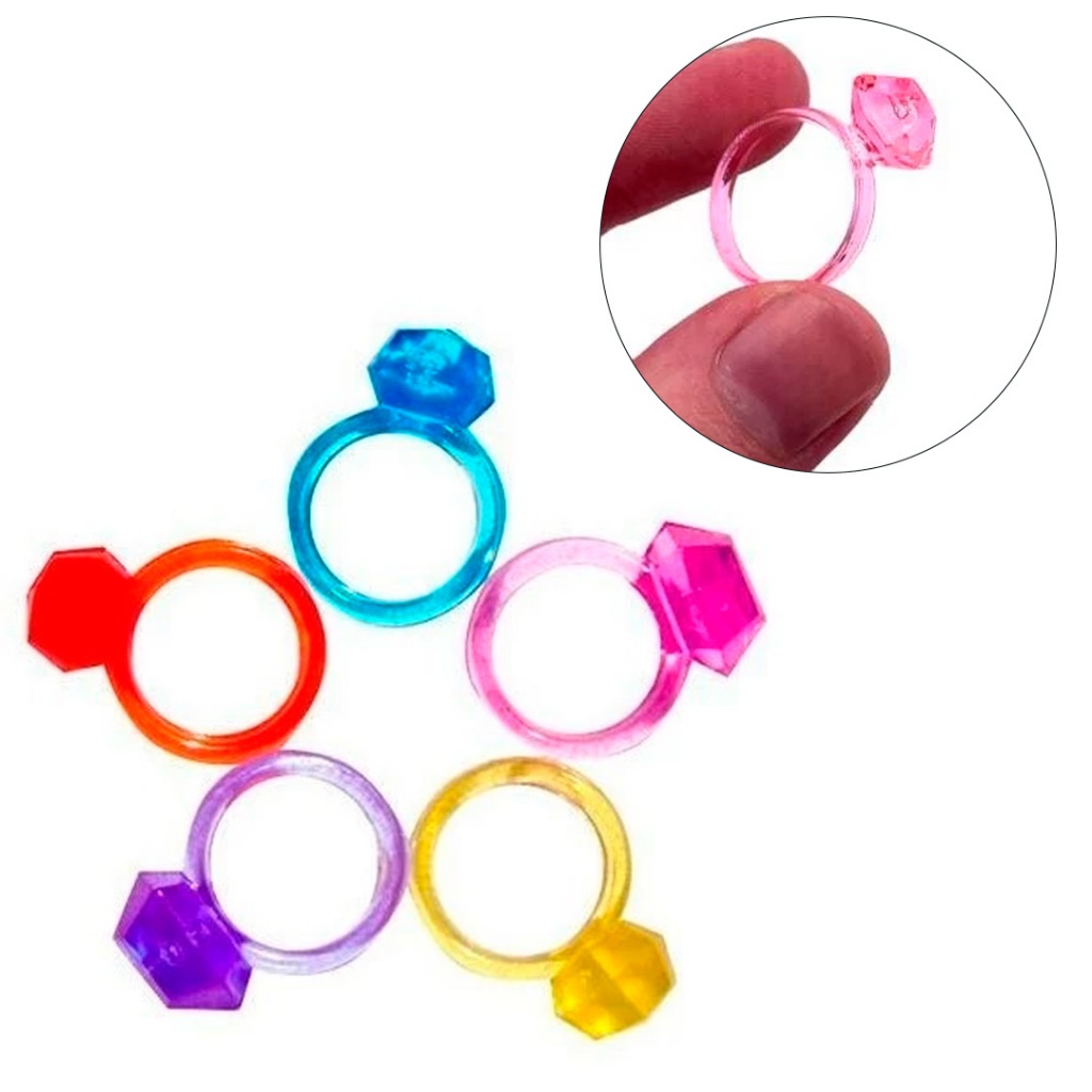 Kit 100 Mini Anel Brinquedo Infantil Lembrancinha Anéis Sacolinha Surpresa Aniversário Festa Barato