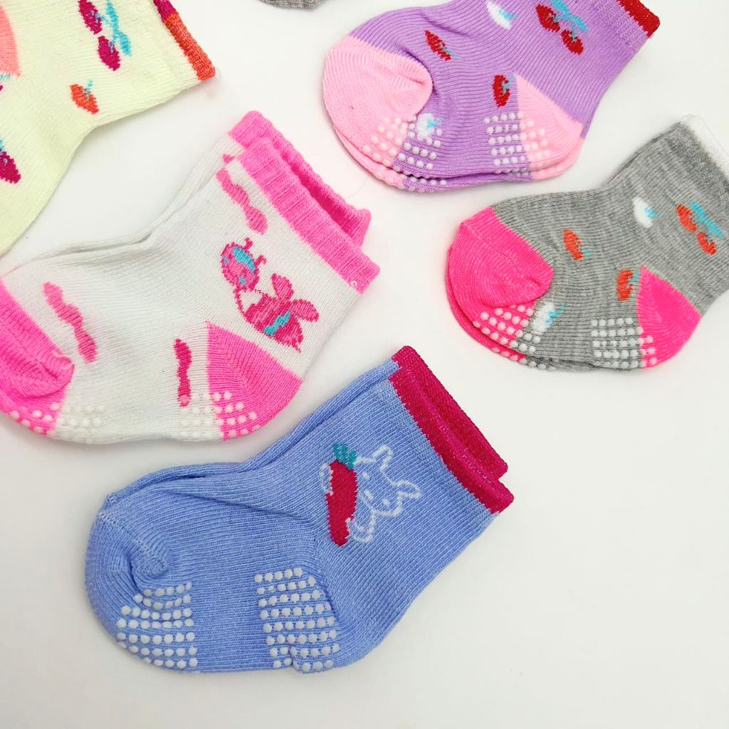 Meias Menina Bebê Feminina Para Recém Nascidos 0-24 Meses Kit 6/12 Pares Com Antiderrapante