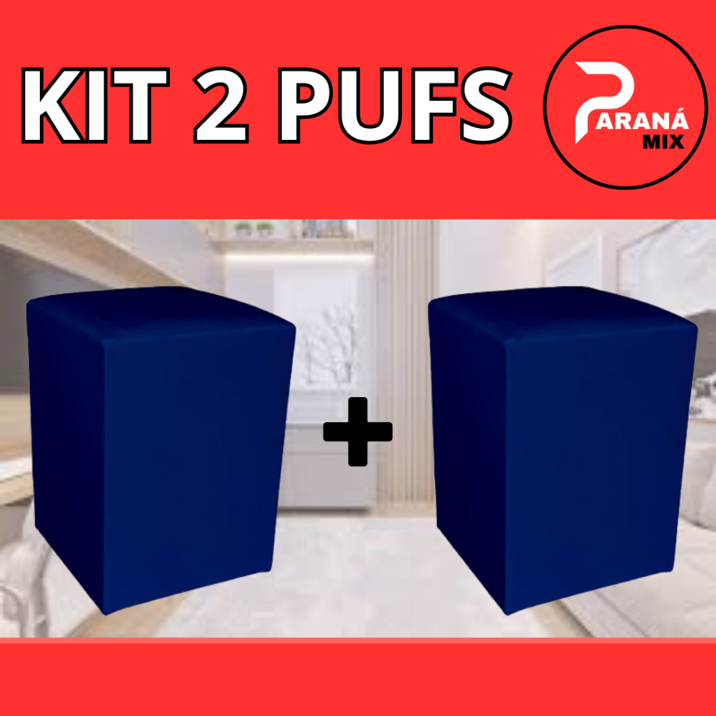 2 Puff banqueta multiuso sala cubo fofo todo revestido