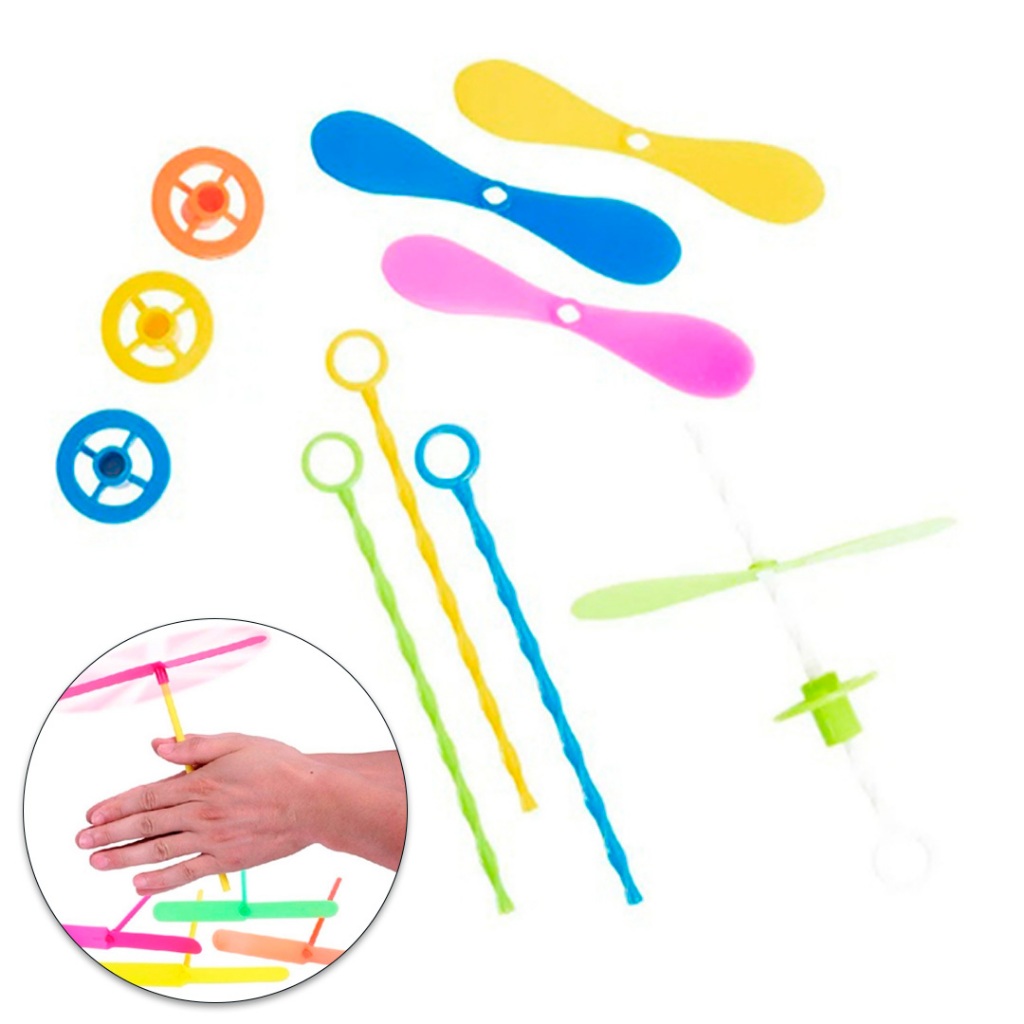 Kit 25 Giro Hélice Mini Brinquedo Lembrancinha Sacolinha Surpresa Giracóptero Super Hélice
