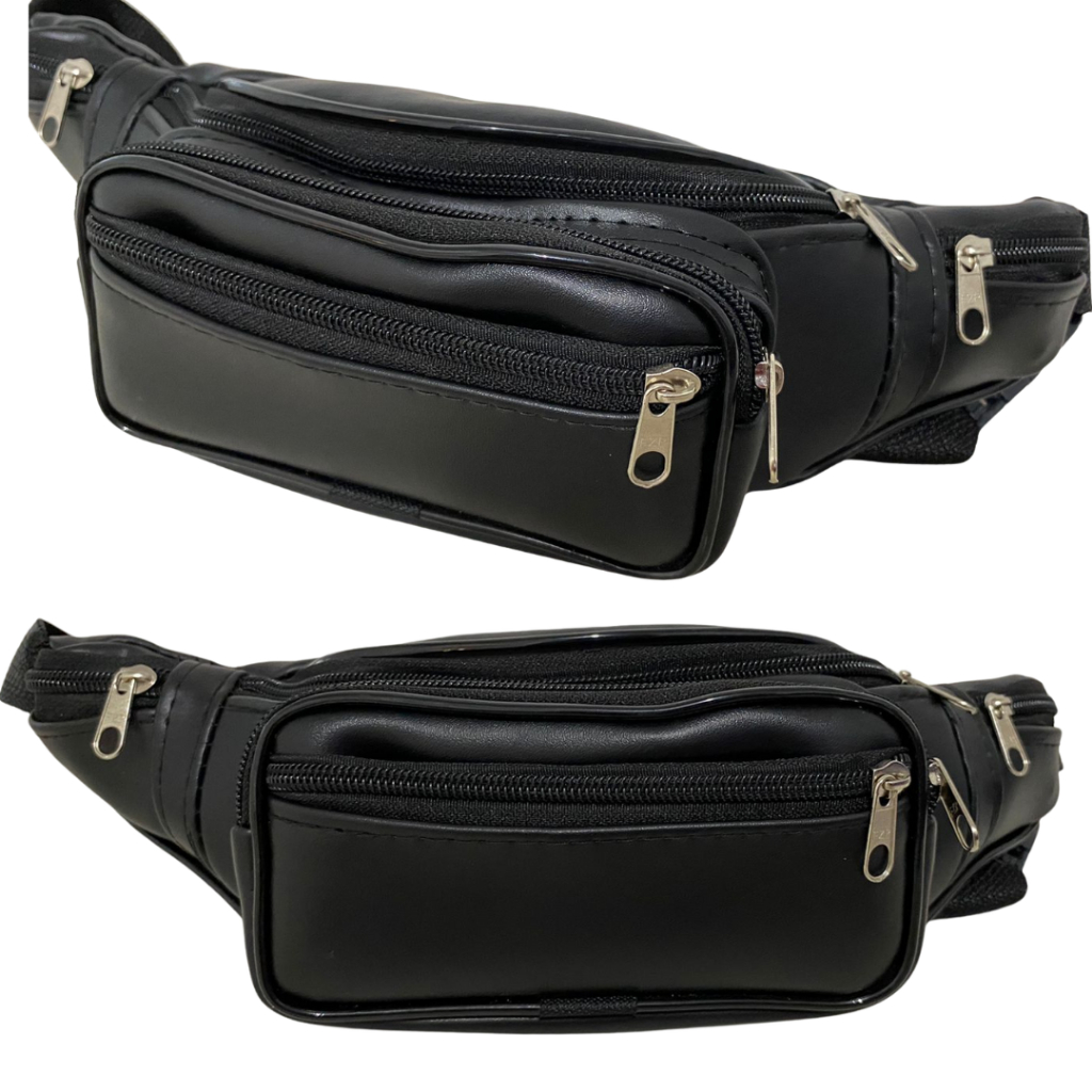 Pochete Masculina Feminina de Couro Sintético Bolsa Cintura Motoqueiro Caminhada M e G